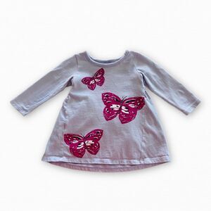 Tea Collection Baby Girls Purple Long Sleeve Butterfly Dress Size 6-9 Months